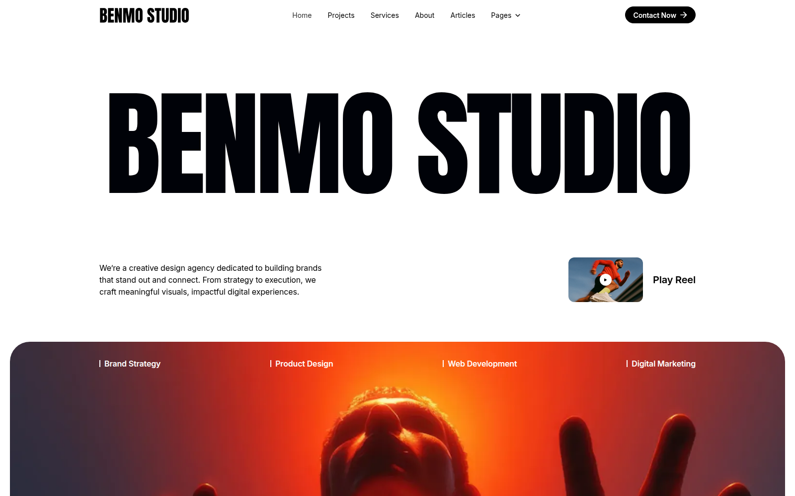 Benmo Studio template — homepage preview