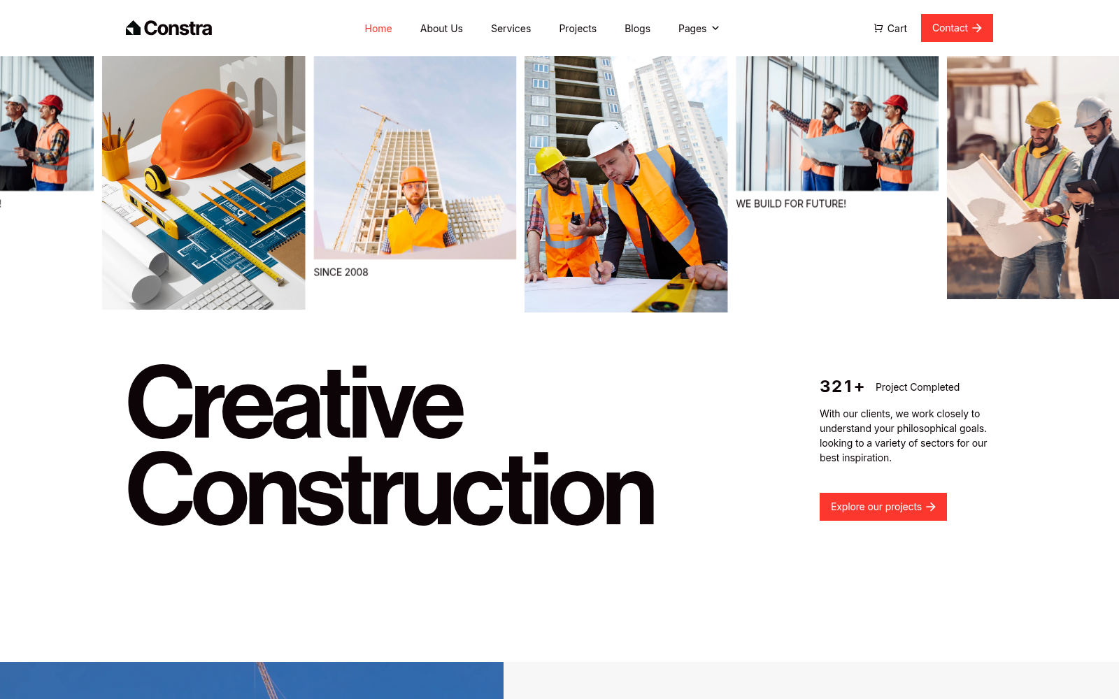 Constras template — homepage preview