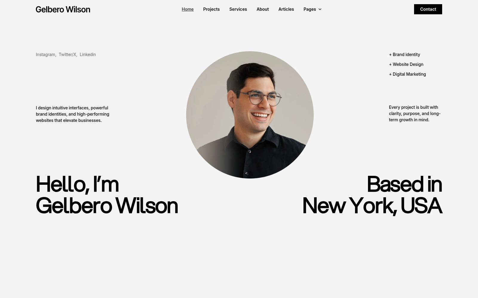 Gelbero Wilson template — homepage preview