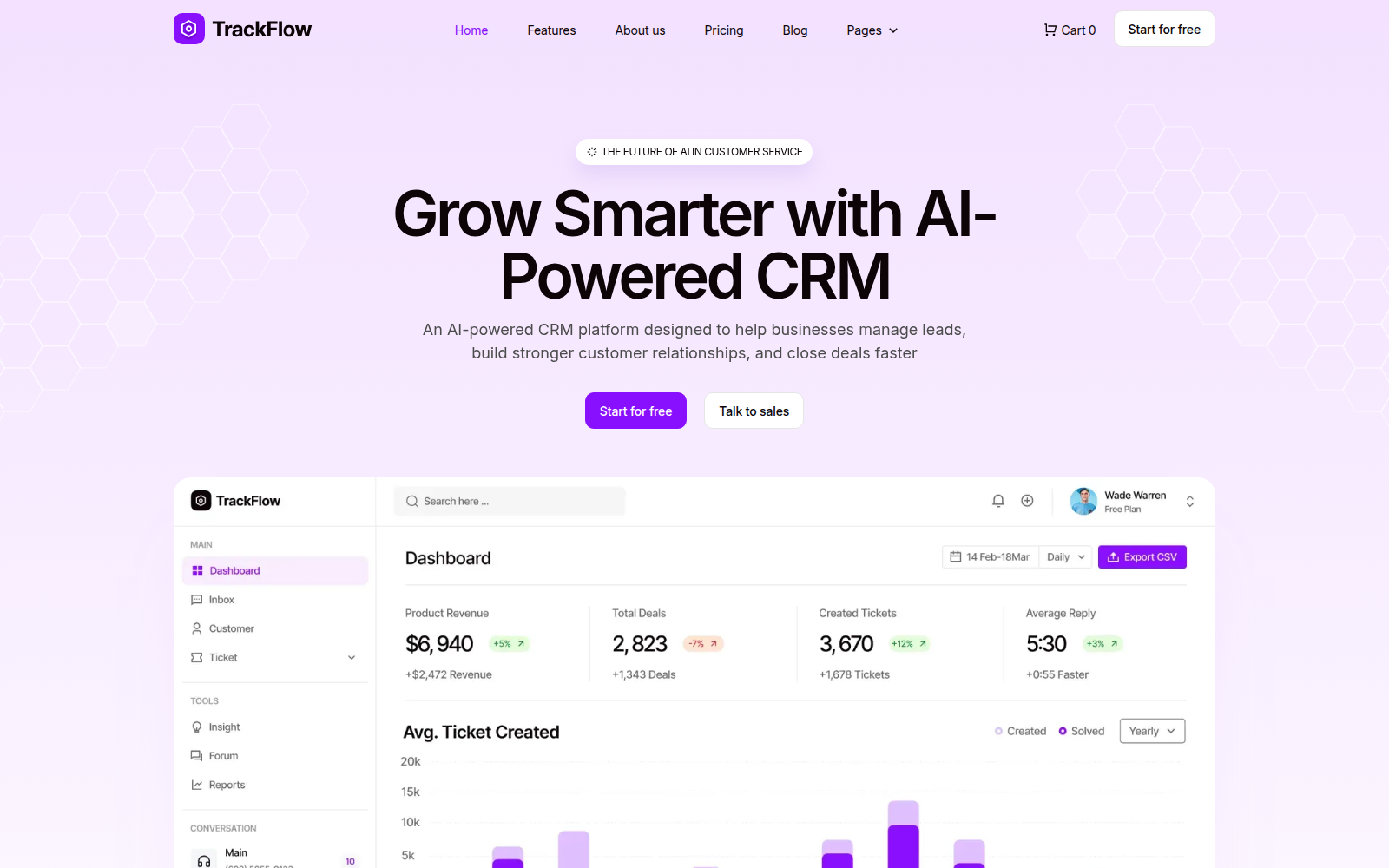 Trackflows template — homepage preview