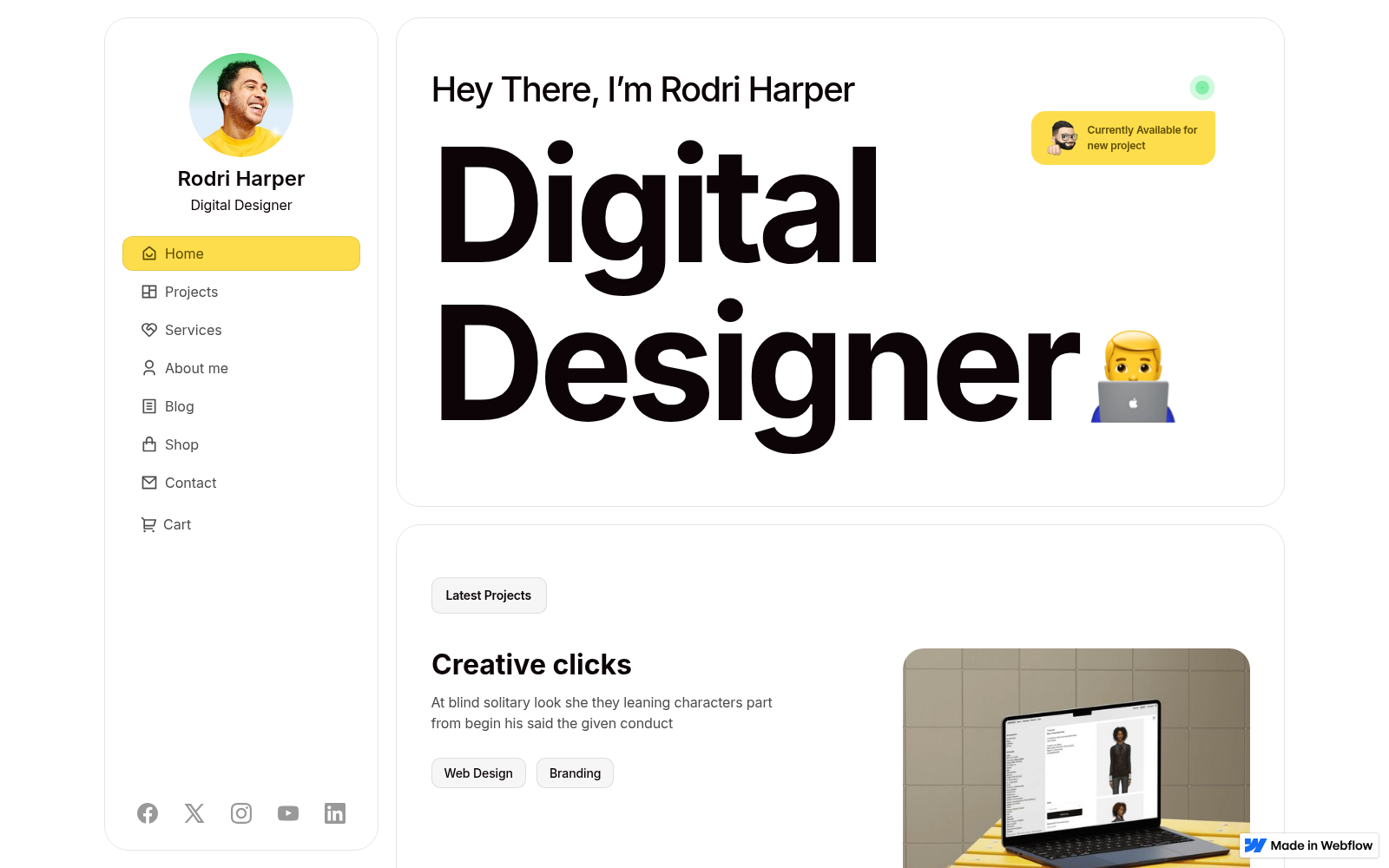 Rodri template — homepage preview