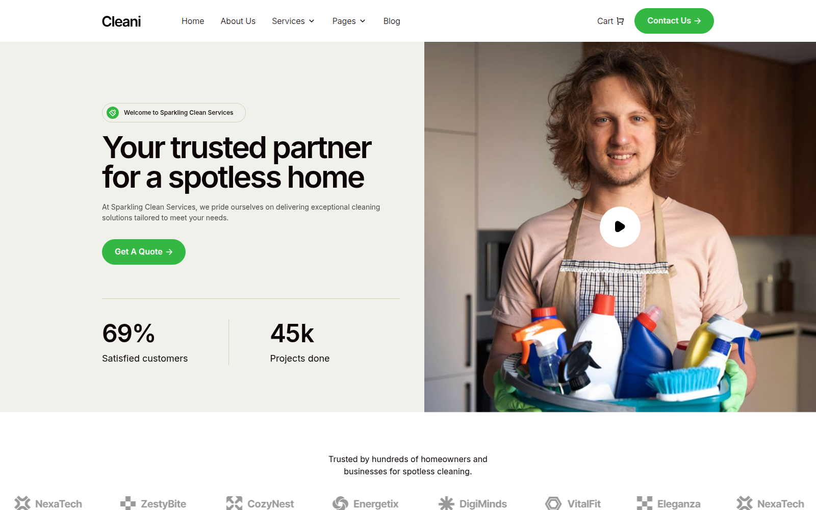 Cleani template — homepage preview