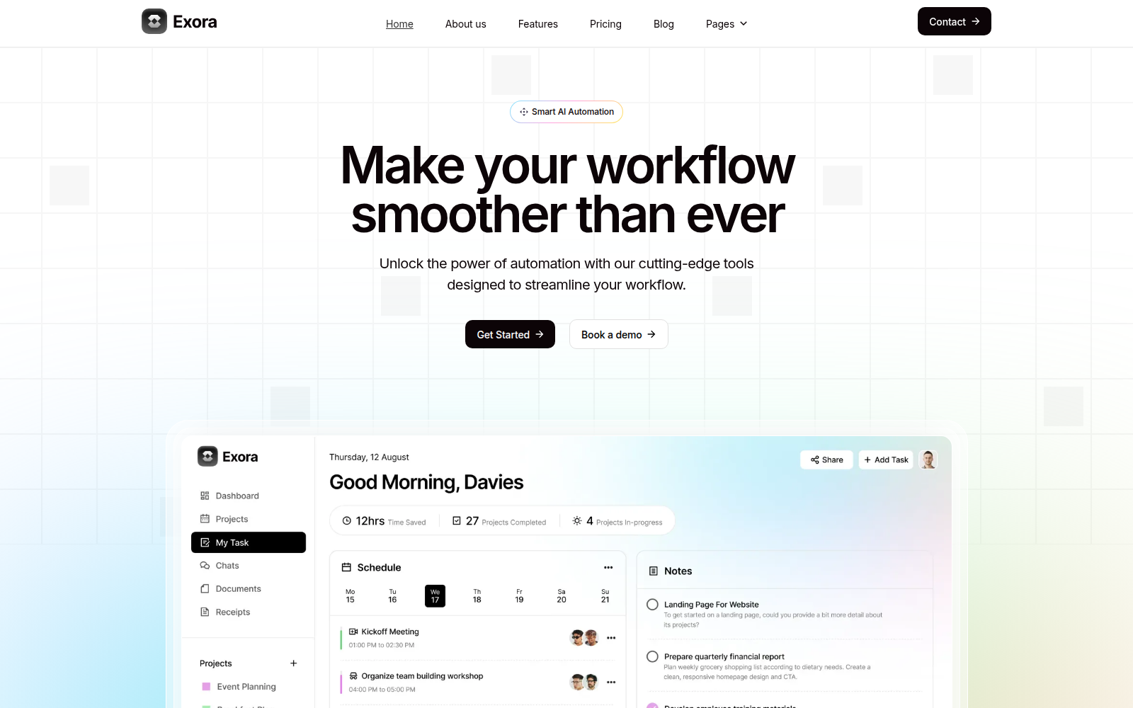 Exoraz template — homepage preview