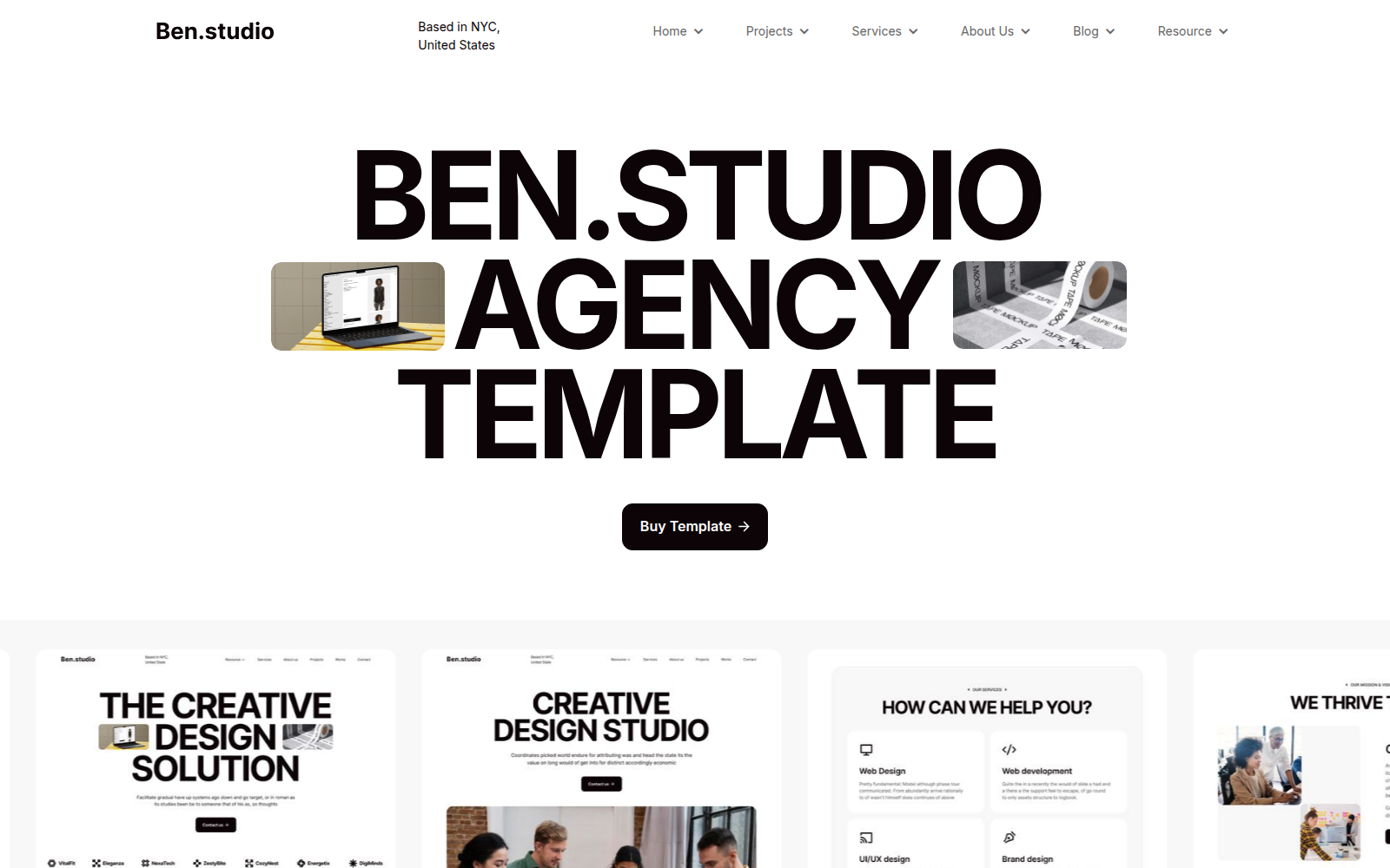 Ben.studio template — homepage preview