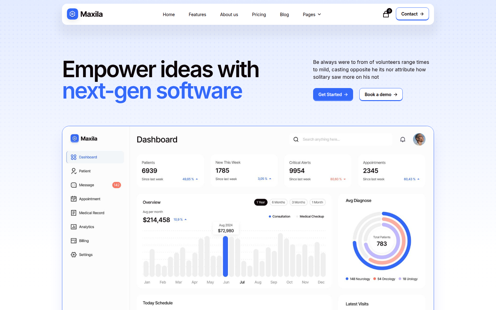 maxila template — homepage preview