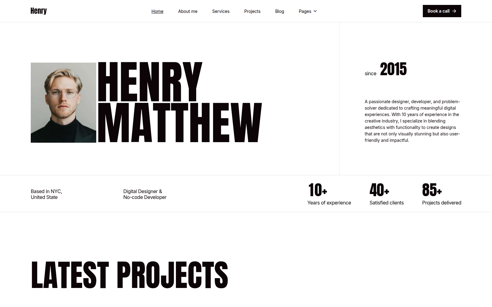 Henryz template — homepage preview