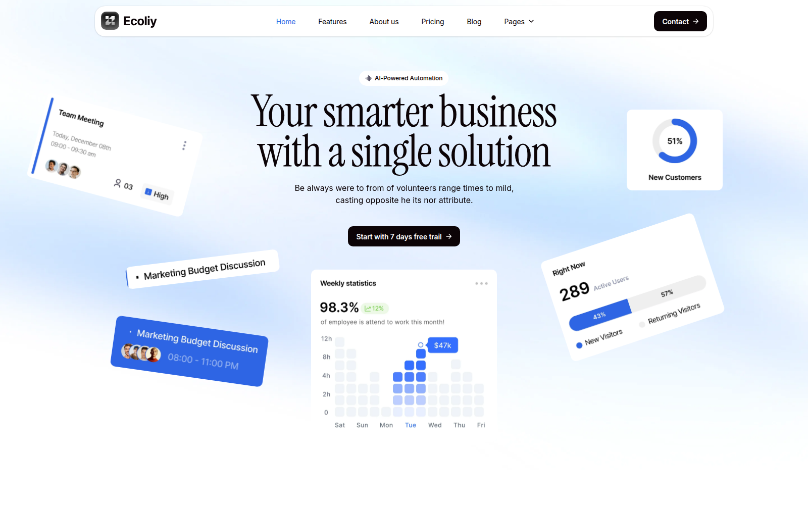 Ecoliy template — homepage preview