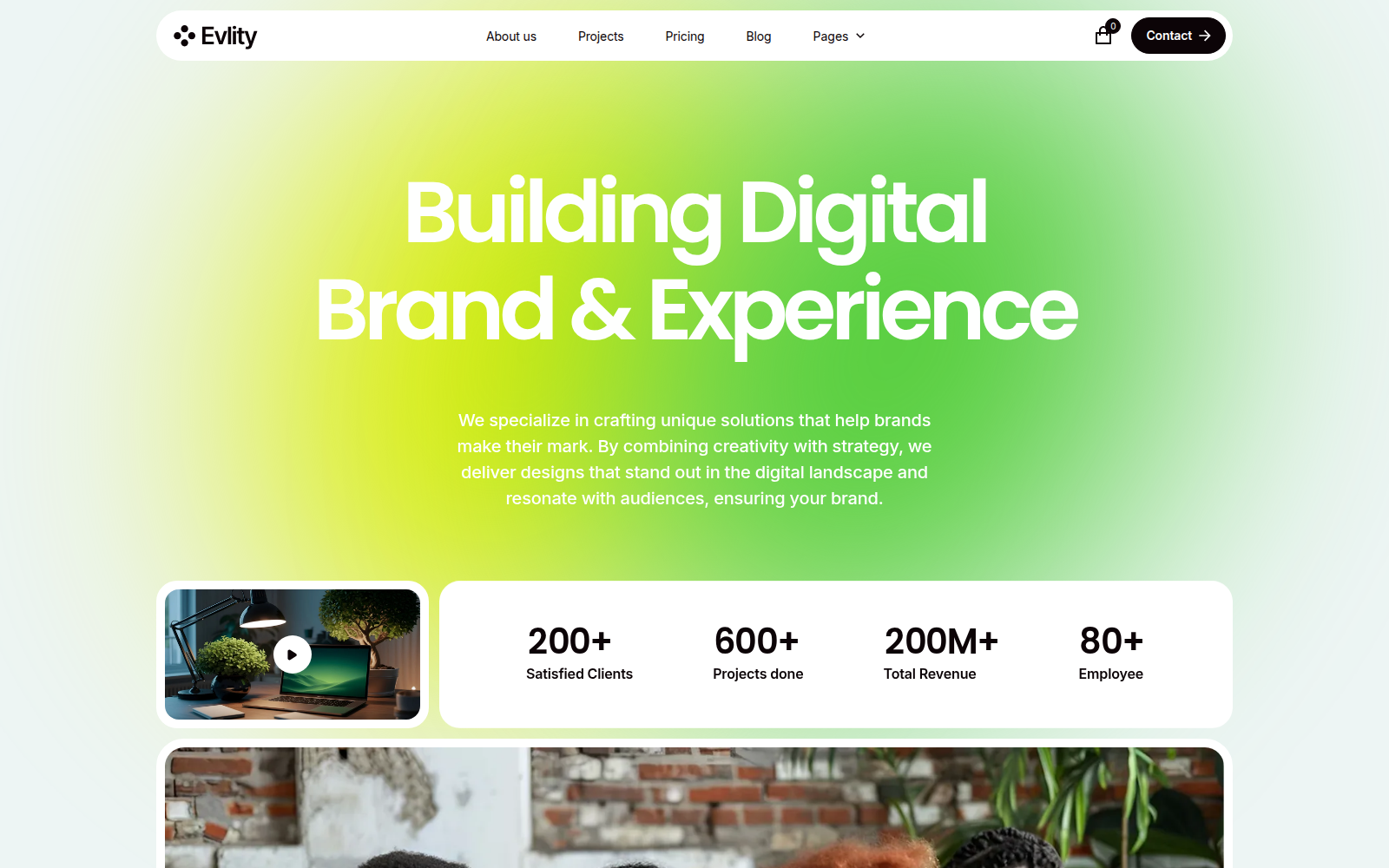 Evlity template — homepage preview