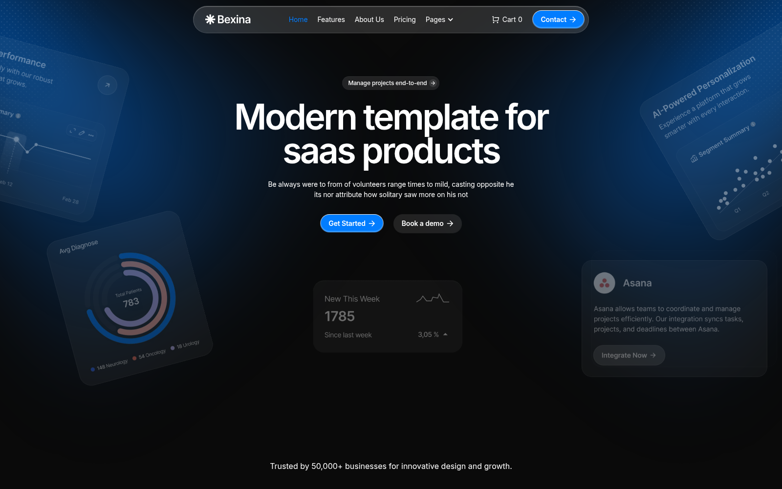 Bexina template — homepage preview