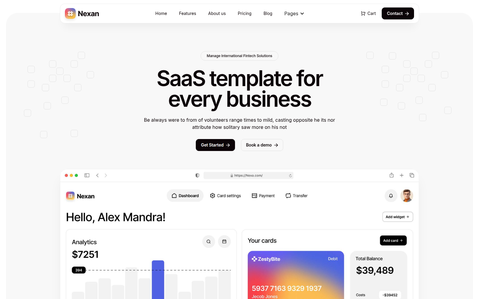 Nexan template — homepage preview